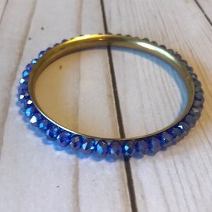 Blue Bangle with iridescent beads